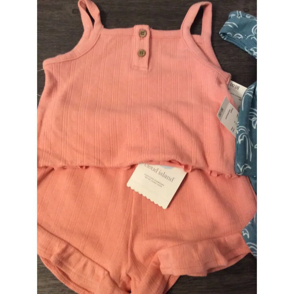 New NWT 3-6 Months Baby Girl Summer Sets Lot of 2 Cloud Island